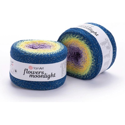 Yarn Art Příze Flowers Moonlight 3257 lila fialová, žlutá, hráškově zelená, petrol