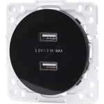 Aigostar - безрамкова USB захранваща розетка 2x USB-A черна (AI2772)