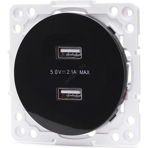 Aigostar - безрамкова USB захранваща розетка 2x USB-A черна (AI2772)