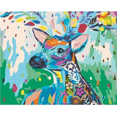 zuty Malování podle číselJelen plný barev 80 x 100 cm vypnuté plátno na rám