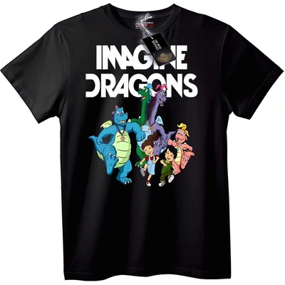 NOONEBRAND Тениска Imagine Dragons Карикатура - 2XL, White