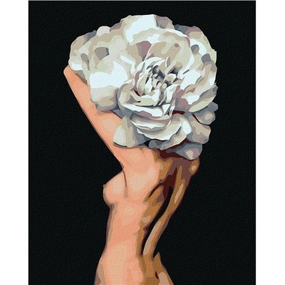 zuty Malování podle čísel nahá žena za velkým květem 80 x 100 cm vypnuté plátno na rám