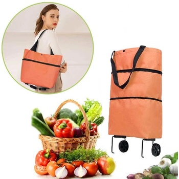 Deminas Multifunkčná skladacia nákupná taška na kolieskach, Oranžová