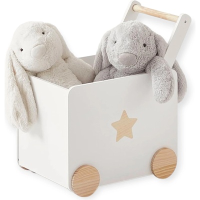 Ginger Home Кутия за играчки с колела Ginger Home - Дървена, Бяла (JWTR-3330)