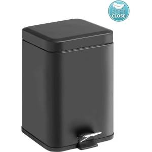 SAPHO Аксесоари за баня Gedy - Кошче за отпадъци 5 л, Soft Close, матово черно 230914 (230914)