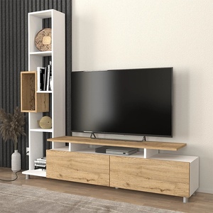 TopMebel Меламинов ТВ шкаф Tulip TopMebel в бял - sepet oak цвят 160x29x160cm
