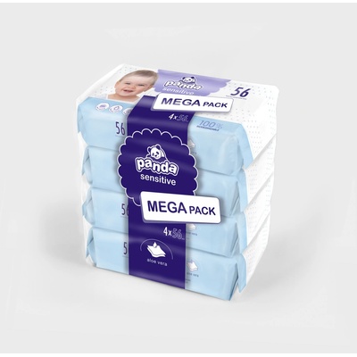Bella Happy Panda Sensitive vlhčené obrúsky 4 x 56 ks