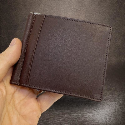 pánská kožená dolarovka BEORIGINAL Leather s monogramem ražba hnědá