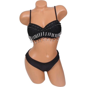 Дамски бански в черно с камъчета