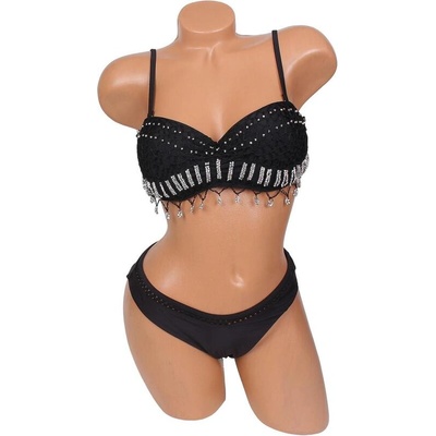 Дамски бански в черно с камъчета