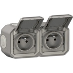 Legrand - Външна двойна контактна розетка 250V/16A PLEXO IP55 сива (LR0100)
