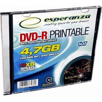 Esperanza DVD-R 4,7GB 16x, printaable, slimbox, 1ks (esp1304)