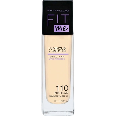 Maybelline Fit Me! Luminous + Smooth SPF18 Foundation 110 Porcelain tekutý make-up pre zjednotenú a rozjasnenú pleť 30 ml