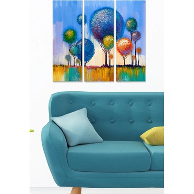 ASIR Obraz na MDF 3ks BAREVNÉ STROMY 20 x 50 cm
