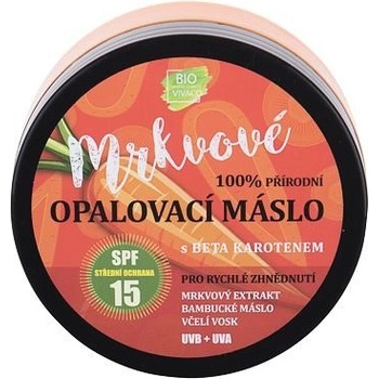 Vivaco Bio Carrot Suntan Butter voděodolné přírodní mrkvové opalovací máslo SPF15 150 ml