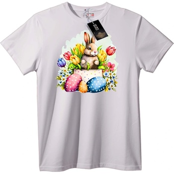 NOONEBRAND Тениска Великденски Заек и Цветя - S, White