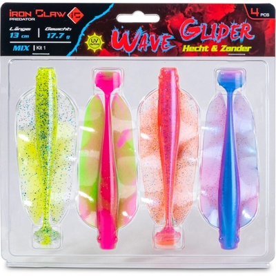 Iron Claw Wave Glider Mix Kit 1 Hecht & Zander 13 cm 17,7 g Floating 4 ks