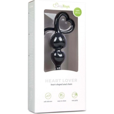 Easytoys Anal Collection Black Anal Beads Heart Handle