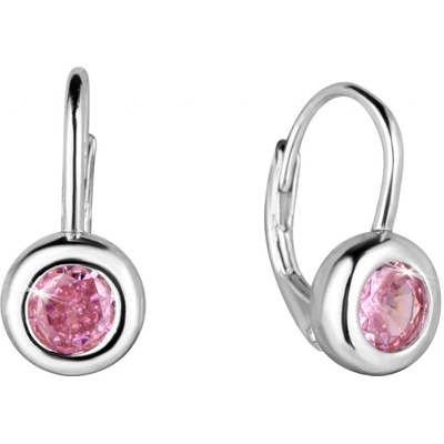 Pavona stříbrné náušnice visací s růžovým zirkonem 11548.3 rose