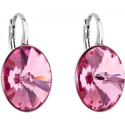 Swarovski Elements Oval Rivoli náušnice visací růžové oválky 31275.3