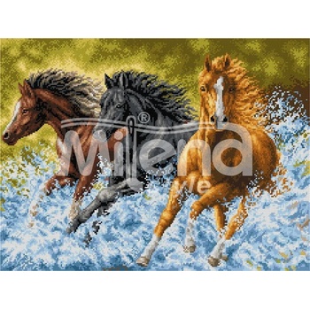 Image 1 of Milena Style Волни коне - гоблен с щампа без конци