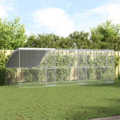 VidaXL kurník pro slepice 3381108 stříbrný 600 x 200 x 200 cm