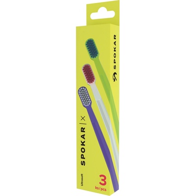 Spokar X Ultrasoft Fialová/bílá + Bílá/červená + Zelená/modrá 3 ks