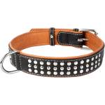 COLLAR Кожен нашийник с метална апликация - 46 - 60см, 35мм - черен