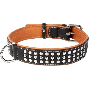 COLLAR Кожен нашийник с метална апликация - 46 - 60см, 35мм - черен