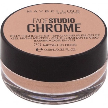 Maybelline Rozjasňovač Face Studio Chrome Jelly Highlighter 20 Metallic Rose 9,5 ml