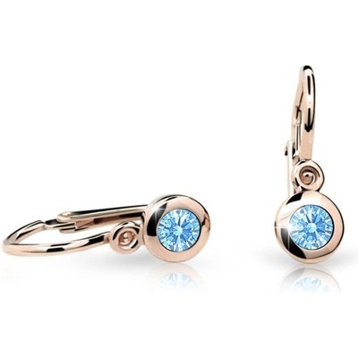 Danfil dětské náušnice C1537 z růžového zlata s kamínkem Arctic Blue zapínání brizura