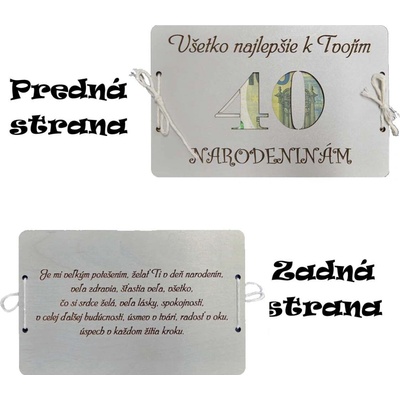 Drevená darčeková obálka k narodeninám – zadajte vek oslávenca