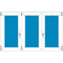 Aluplast Plastové okno Ideal 4000 Trojkřídlé bez středového sloupku 200x120 Bílá - Bílá