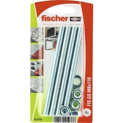Závitová tyč s podložkou a maticí Fischer FIS-GS M8x110 mm, 4 kusy, pro chemické kotvy