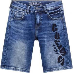 Guess Къси деним панталони за момче с бродиран надпис Guess