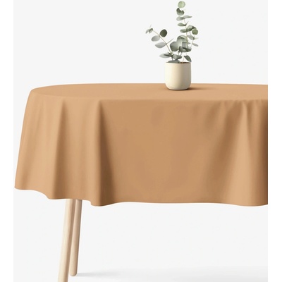Goldea oválný ubrus 100% bavlněné plátno podzimní hnědý 140 x 240 cm