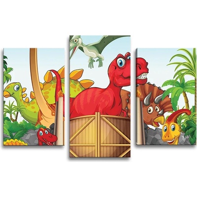 Sablio Obraz - 3-dílný Dinosauři 4 - 75x50 cm