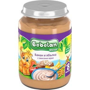 Bebelan Безмлечна каша Bebelan Puree - Банан и ябълки с овесени ядки, 190 g (4435) - baby