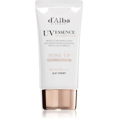 d'Alba Waterfull Pink Correcting Tone-Up Sun Cream слънцезащитен крем за лице за освежаване и хидратация SPF 50+ 50ml