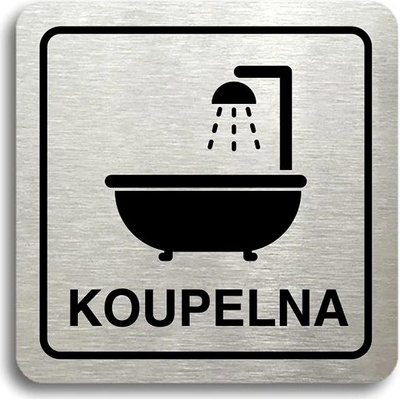 Accept Piktogram „koupelna II" (80 × 80 mm) (strieborná tabuľka – čierna tlač)