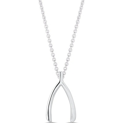 KLENOTA Prívesok wishbone z bieleho 14 kt zlata k0815012