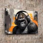 Art gift Стъклено АРТ пано - Горила със слушалки