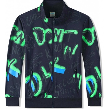 Kugo mikina MM9852 tmavo modrá / zelené nápisy