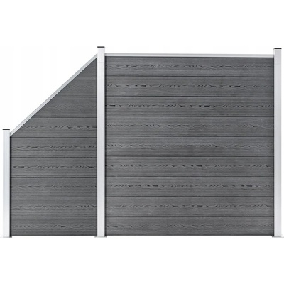 vidaXL Plotová sada z WPC 1 čtvercový + 1 šikmý díl 273 x 186 cm šedá