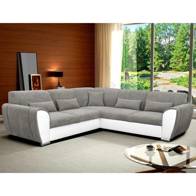 Filex Разтегателен ъглов диван viseu в l форма с ракла, с десен ъгъл, сив/бял (ff0001)