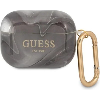 Guess Калъф Guess GUAPUNMK Marble Collection за Apple AirPods Pro, черен (GUE001386)