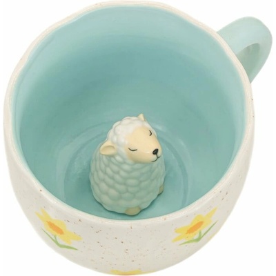 Sass & Belle Modrý krémový porcelánový hrnček Surprise Sheep 350 ml
