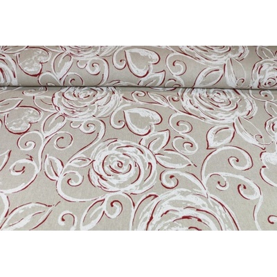 MADE IN ITALY Dekoračná látka červené pivonky, š. 140 cm Viacfarebná Šírka 140 cm