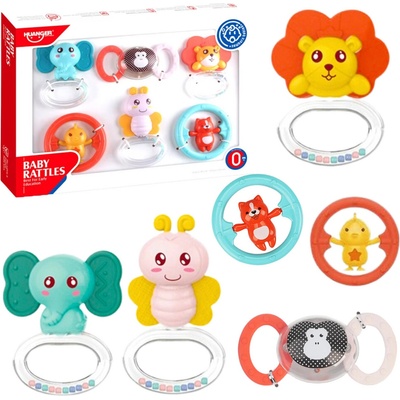 LEAN TOYS Sada hrkálok so zvieratkami 6 kusov