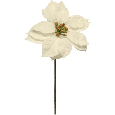 Vánoční hvězda (poinsettia) větev bílá V32 cm